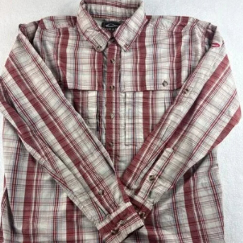 Drake Long Sleeve Plaid Thick Button Down Shirt Men's Size Medium